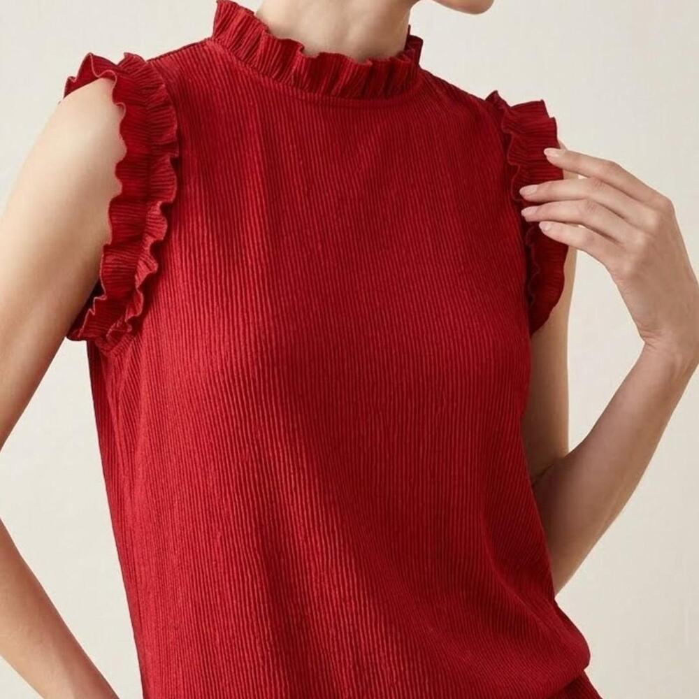 Red ruffle blouse with ruffled